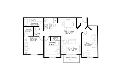bedroom floor plan | luxury apartments in towson md | the southerly